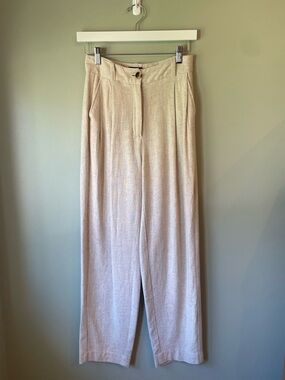 Frank & Oak Alice Linen Blend Straight Pant in Sand